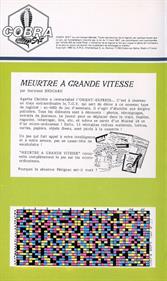 Meurtre: A Grande Vitesse - Box - Back Image