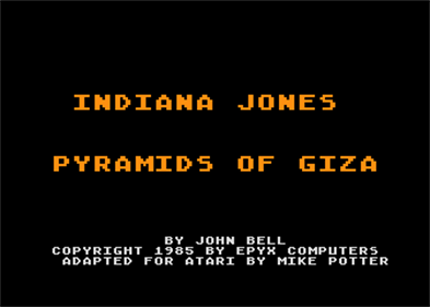 Indiana Jones: Pyramids of Giza - Screenshot - Game Title Image