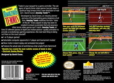 David Crane's Amazing Tennis - Box - Back Image