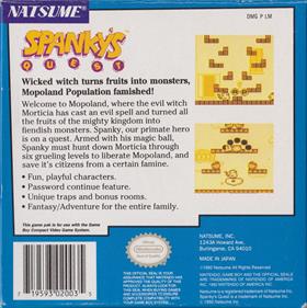 Spanky's Quest - Box - Back Image