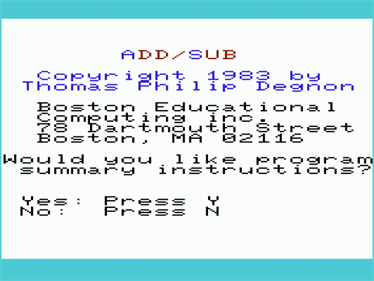 Add/Sub - Screenshot - Game Title Image