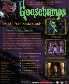 Goosebumps: Escape from Horrorland - Box - Back Image