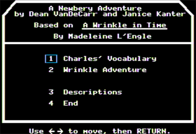A Newbery Adventure: A Wrinkle in Time - Screenshot - Game Select Image