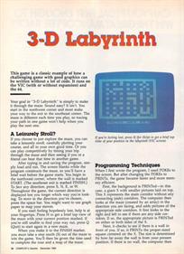 3-D Labyrinth (COMPUTE! Publications) - Advertisement Flyer - Front Image