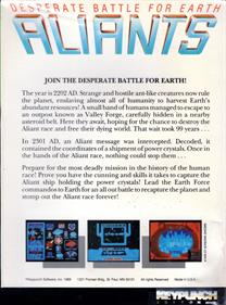 Aliants: The Desperate Battle for Earth! - Box - Back Image
