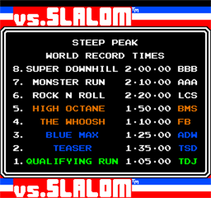Vs. Slalom - Screenshot - High Scores Image
