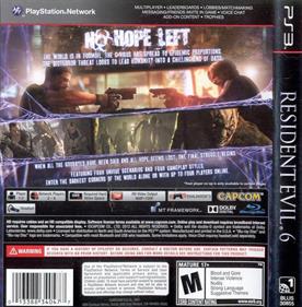 Resident Evil 6 - Box - Back Image