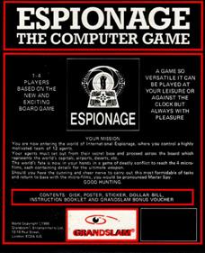 Espionage: The Computer Game - Box - Back Image