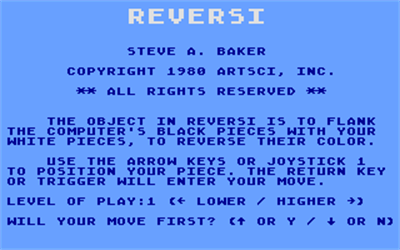 Reversi (ArtSci) - Screenshot - Game Title Image