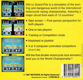 500cc Grand Prix - Box - Back Image