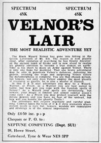Velnor's Lair - Advertisement Flyer - Front Image