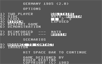 Germany 1985: When Superpowers Collide - Screenshot - Game Select