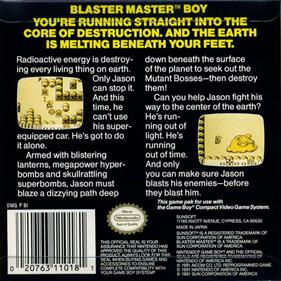 Blaster Master Boy - Box - Back Image