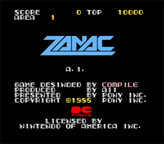 Zanac - Screenshot - Game Title Image