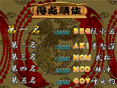 Suiko Enbu / Outlaws of the Lost Dynasty - Screenshot - High Scores Image