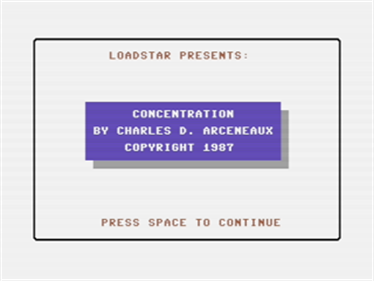 Concentration 128 - Screenshot - Game Title Image