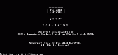 EGA-Roids - Screenshot - Game Title Image