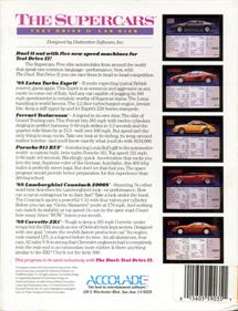 The Supercars: Test Drive II Car Disk - Box - Back Image