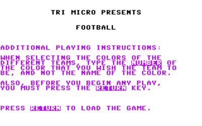 Football (Tri Micro) - Screenshot - Game Title Image