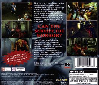 Resident Evil 2 - Box - Back Image