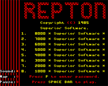 Repton - Screenshot - High Scores Image