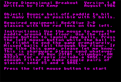 Three dimensional breakout - Screenshot - Game Title Image