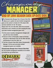 Championship Manager: End of 1994 Season Data Up-date Disk - Box - Back Image