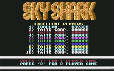 Sky Shark - Screenshot - High Scores Image