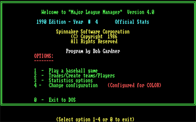 Major League Manager - Screenshot - Game Title Image