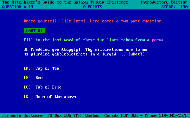 The Hitchhiker's Guide to the Galaxy Trivia Challenge