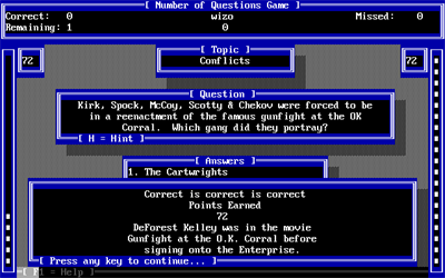 The Alcor Trivia Pro Classic Star Trek (Star-Log I) - Screenshot - Gameplay Image