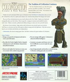 Sid Meier's Colonization: Create a New Nation - Box - Back Image