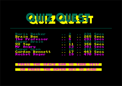 Quiz Quest - Screenshot - High Scores Image