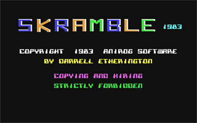 Skramble (Anirog) - Screenshot - Game Title Image