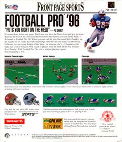 Front Page Sports: Football Pro '96 Season - Box - Back Image
