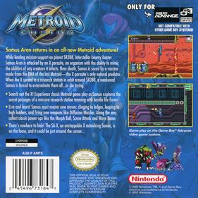 Metroid Fusion - Box - Back Image