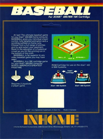 Baseball (Inhome Software) - Box - Back Image