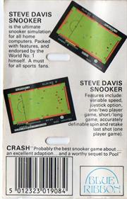 Steve Davis Snooker - Box - Back Image