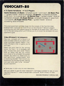 Videocart-20: Video Whizball - Box - Back Image