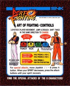 Art of Fighting - Arcade - Controls Information