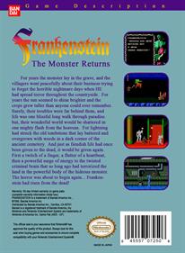 Frankenstein: The Monster Returns - Box - Back Image