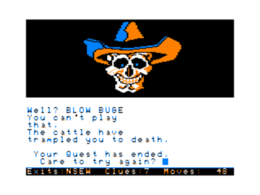 The Dallas Quest - Screenshot - Game Over Image