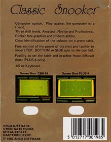 Classic Snooker - Box - Back Image