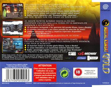 Mortal Kombat Gold - Box - Back Image
