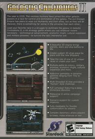 Galactic Civilizations II: Dread Lords - Box - Back Image