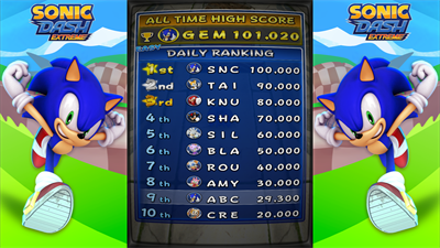 Sonic Dash Extreme - Screenshot - High Scores Image