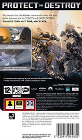 Transformers: The Game - Box - Back Image