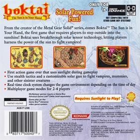 Boktai: The Sun Is in Your Hand - Box - Back Image