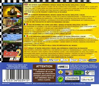 Racing Simulation 2: Monaco Grand Prix On-Line - Box - Back Image