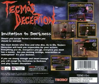 Tecmo's Deception: Invitation to Darkness - Box - Back Image